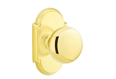 Antique Hardware Arched Back Plate Entryway Set with Round Brass Knob (Several Finishes Available) Door Knobs & Handles