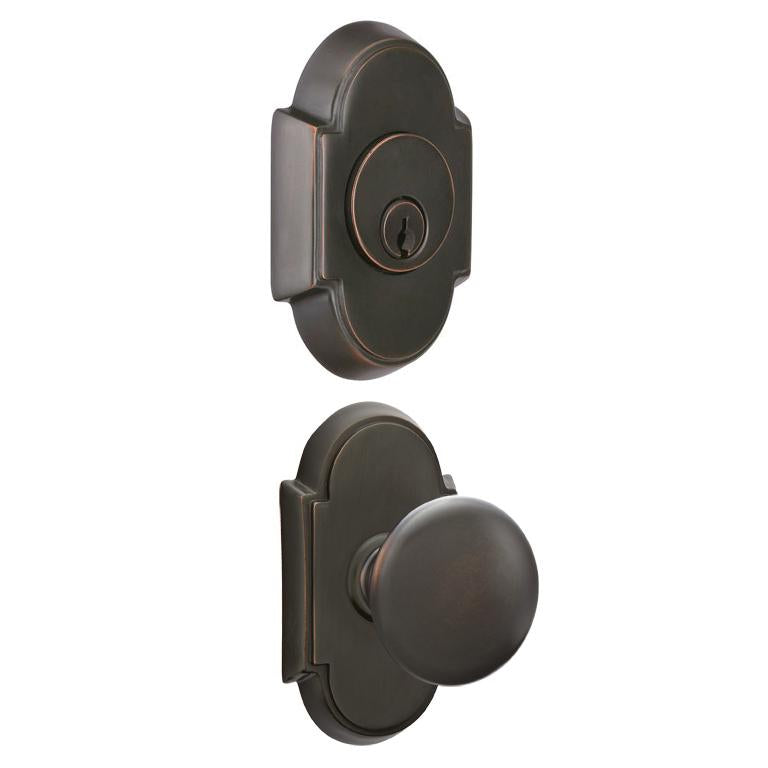 Antique Hardware Arched Back Plate Entryway Set with Round Brass Knob (Several Finishes Available) Door Knobs & Handles