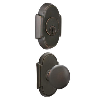 Antique Hardware Arched Back Plate Entryway Set with Round Brass Knob (Several Finishes Available) Door Knobs & Handles