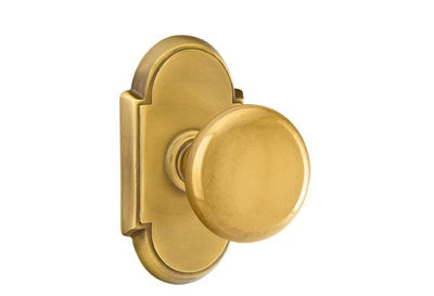 Antique Hardware Arched Back Plate Entryway Set with Round Brass Knob (Several Finishes Available) Door Knobs & Handles