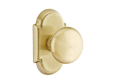 Antique Hardware Arched Back Plate Entryway Set with Round Brass Knob (Several Finishes Available) Door Knobs & Handles