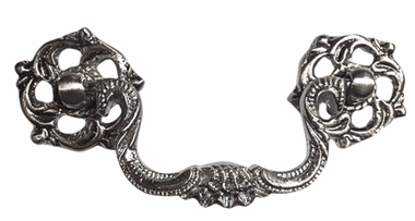 Antique Hardware 4 1/2 Inch Beaded Victorian Bail Pull with Leaf Mount BAIL PULL