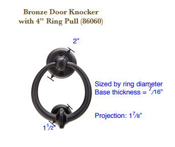 Antique Hardware Emtek 86060 4" Height Bronze Door Knocker and Ring Pull Door Knockers