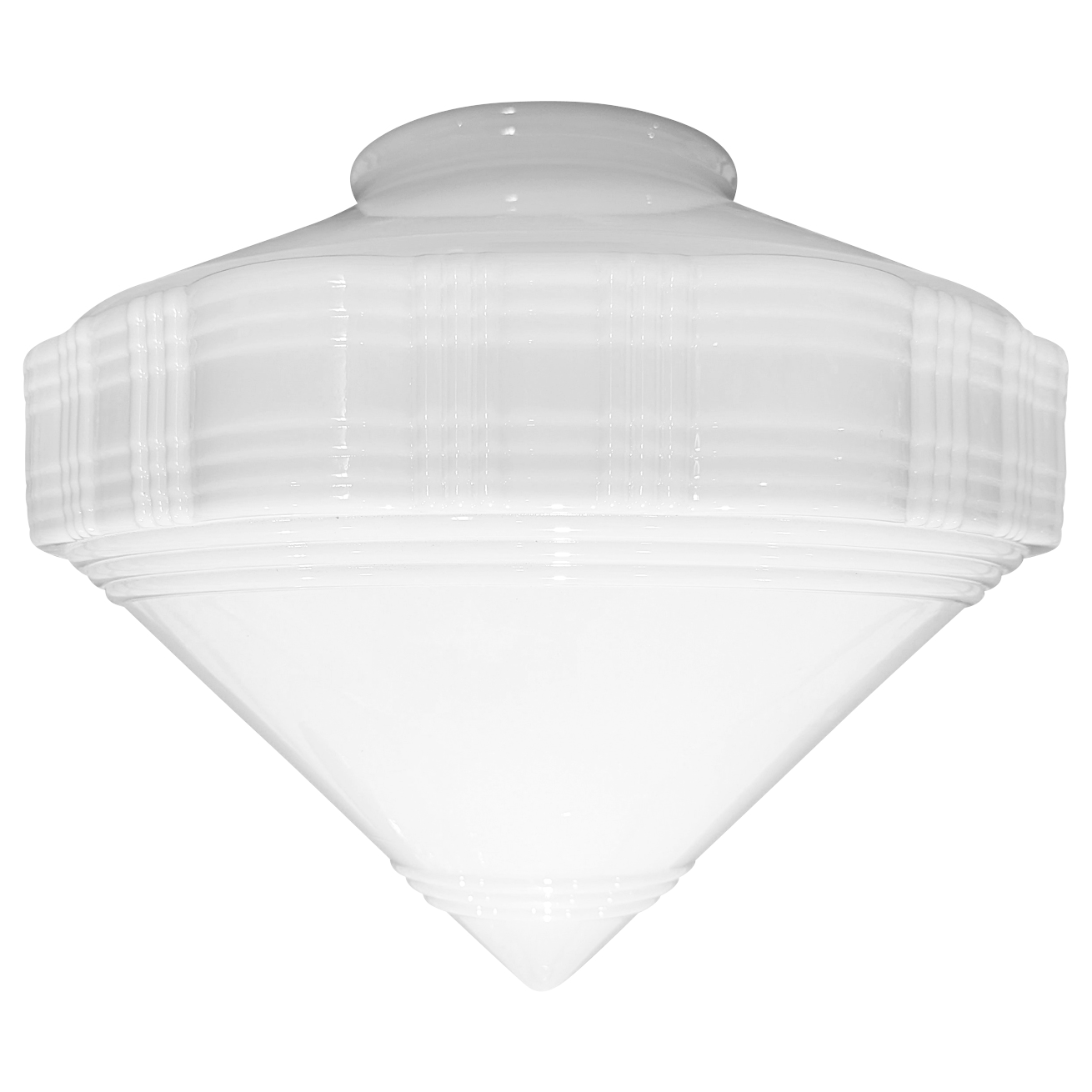 Antique Hardware 15 Inch Art Deco Style Milk Glass Light Shade (6 Inch Fitter) GLASS SHADE