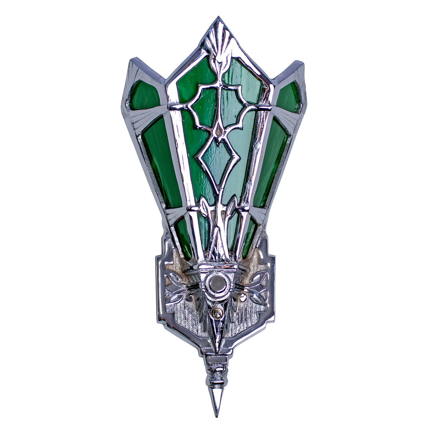 Antique Hardware 14 Inch Art Deco Stained Glass Shade Deco Green Wall Sconce ART DECO LIGHTING