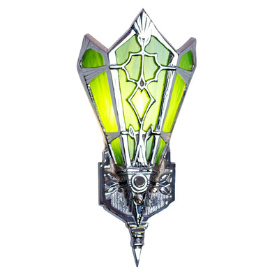 Antique Hardware 14 Inch Art Deco Stained Glass Shade Deco Green Wall Sconce ART DECO LIGHTING