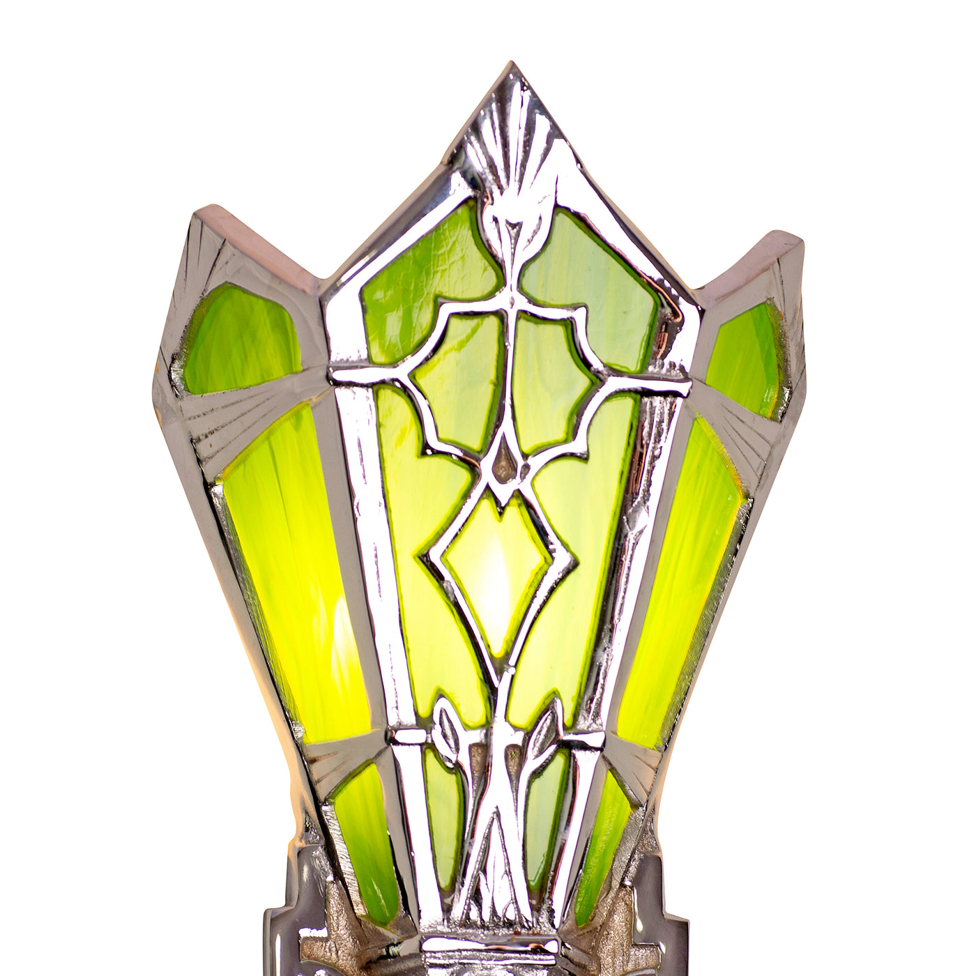 Antique Hardware 14 Inch Art Deco Stained Glass Shade Deco Green Wall Sconce ART DECO LIGHTING