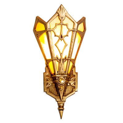 Antique Hardware 14 Inch Art Deco Stained Glass Shade Amber Wall Sconce ART DECO LIGHTING