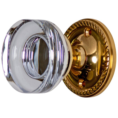 Antique Hardware Georgian Roped Rosette Door Set with Disc Crystal Door Knobs (Several Finishes Available) glass door knob with lock