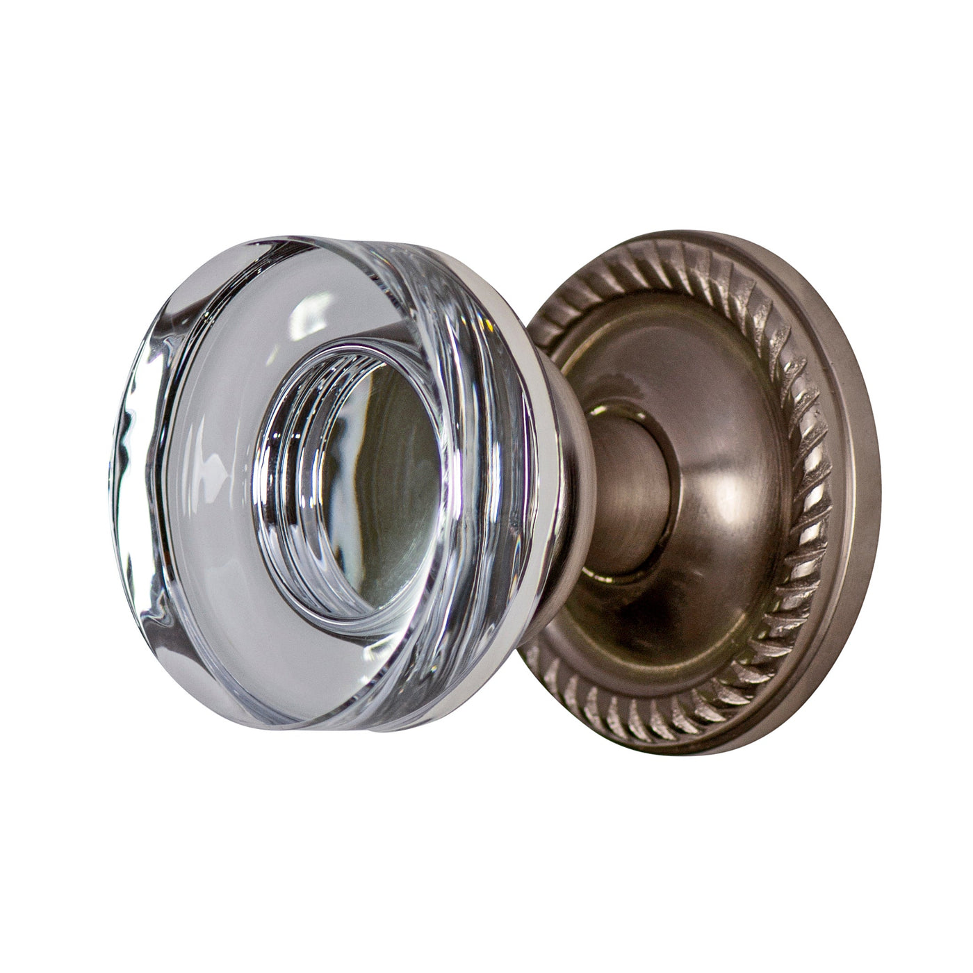 Antique Hardware Georgian Roped Rosette Door Set with Disc Crystal Door Knobs (Several Finishes Available) glass door knob with lock