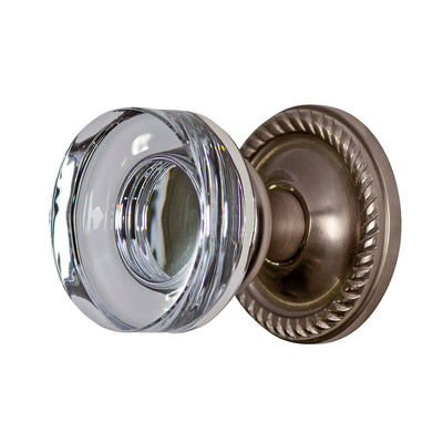 Antique Hardware Georgian Roped Rosette Door Set with Disc Crystal Door Knobs (Several Finishes Available) glass door knob with lock