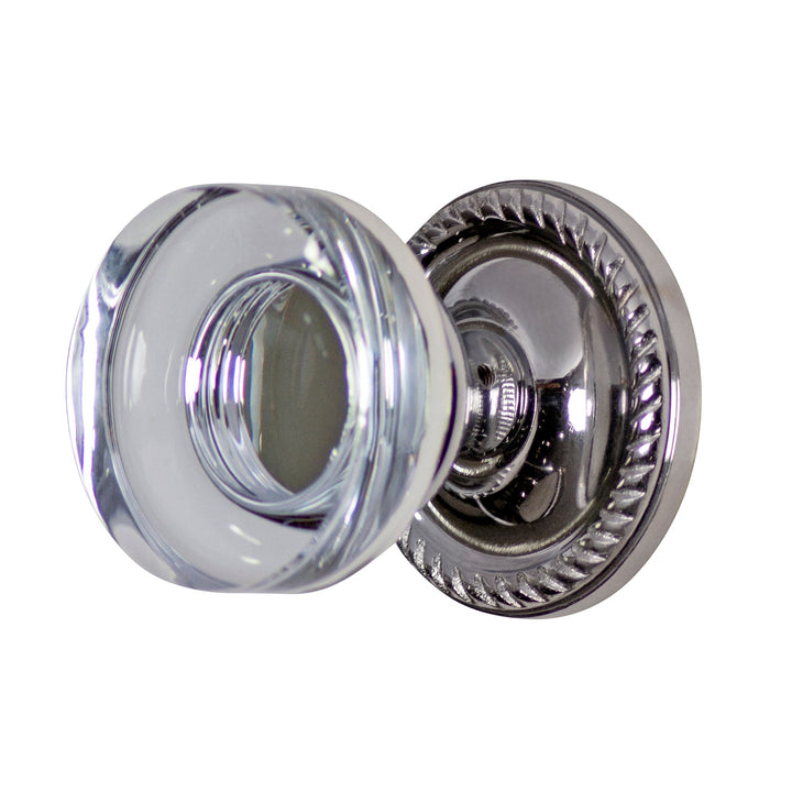 Antique Hardware Georgian Roped Rosette Door Set with Disc Crystal Door Knobs (Several Finishes Available) glass door knob with lock