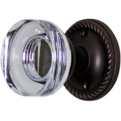 Antique Hardware Georgian Roped Rosette Door Set with Disc Crystal Door Knobs (Several Finishes Available) glass door knob with lock