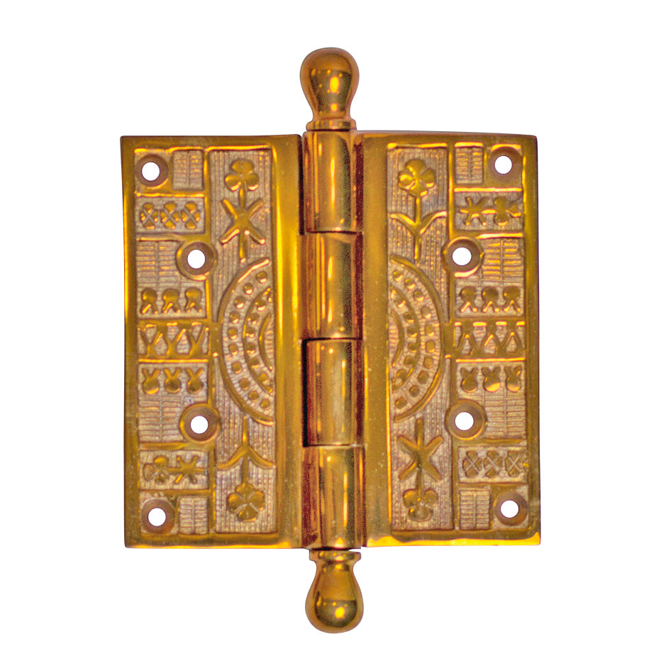 Antique Hardware 4 x 4 Inch Ball Tipped Eastlake Solid Brass Hinge HINGE