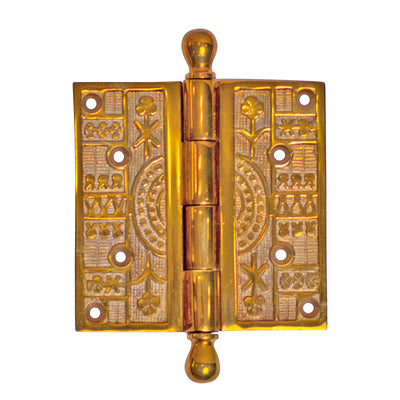 Antique Hardware 4 x 4 Inch Ball Tipped Eastlake Solid Brass Hinge HINGE