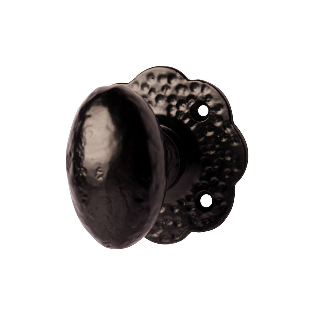 Antique Hardware 2 3/8 Inch Solid Rough Iron Egg Cabinet & Furniture Knob with Floral Backplate Cabinet Knobs & Handles