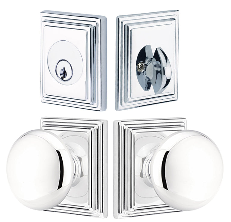 ##Antique Hardware## Emtek Solid Brass Providence Door Knob Deadbolt with Wilshire Rosette