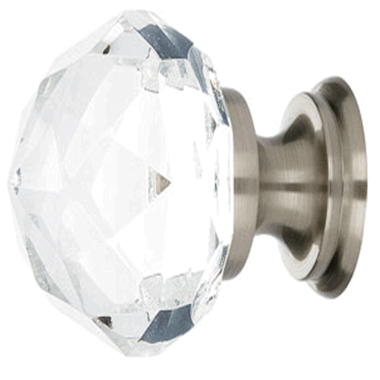 ##Antique Hardware## 1 1/4 Inch Diamond Crystal Glass Cabinet & Furniture Knob