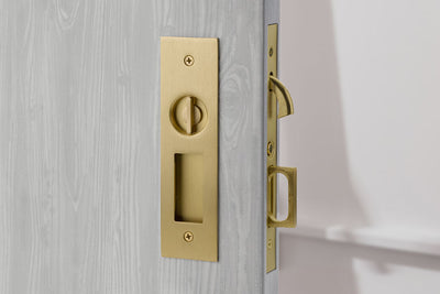 ##Antique Hardware## Emtek Narrow Modern Rectangular Brass Mortise Pocket Door (Several Finishes Available)