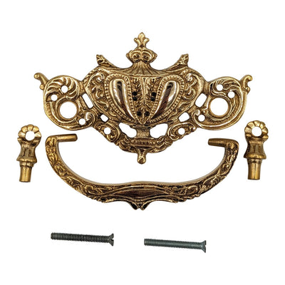 Antique Hardware 4 1/4 Inch ( 3 Inch C-C) Solid Brass Rococo Lamp Bail Pull BAIL PULL