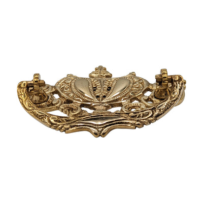 Antique Hardware 4 1/4 Inch ( 3 Inch C-C) Solid Brass Rococo Lamp Bail Pull BAIL PULL