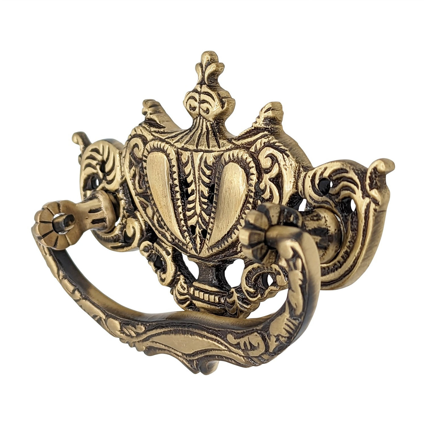 Antique Hardware 4 1/4 Inch ( 3 Inch C-C) Solid Brass Rococo Lamp Bail Pull BAIL PULL