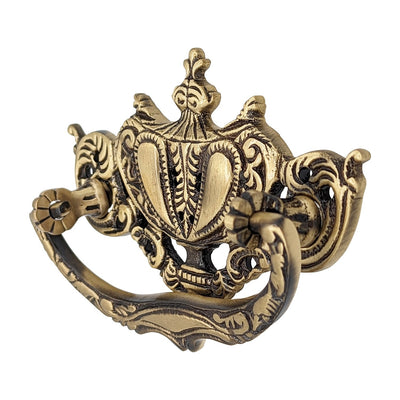 Antique Hardware 4 1/4 Inch ( 3 Inch C-C) Solid Brass Rococo Lamp Bail Pull BAIL PULL