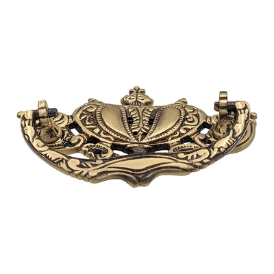 Antique Hardware 4 1/4 Inch ( 3 Inch C-C) Solid Brass Rococo Lamp Bail Pull BAIL PULL