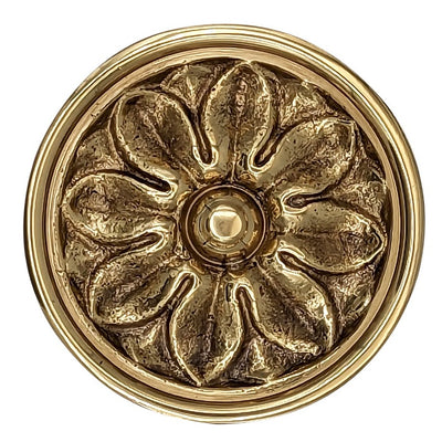 Antique Hardware 2 1/2 Inch Solid Brass Large Floral Cabinet and Furniture Knob CABINET KNOB