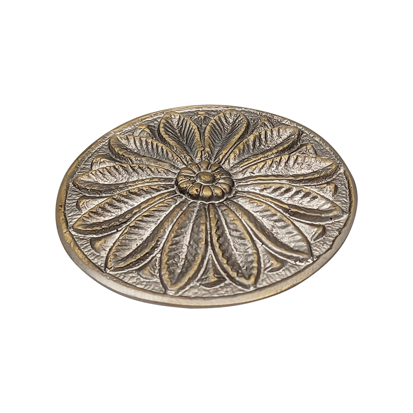 Antique Hardware 2 3/5 Inch Solid Brass Floral Leaf Cabinet and Furniture Knob CABINET KNOB