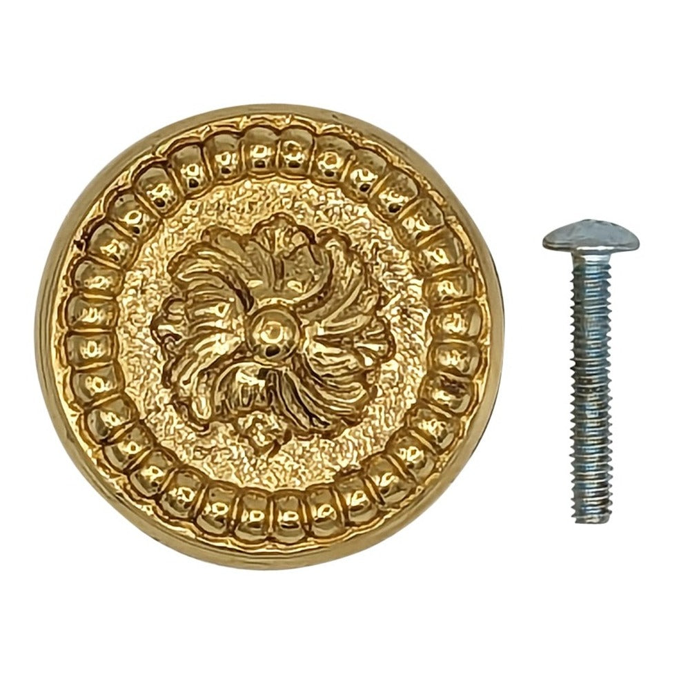 Antique Hardware 1 3/5 Inch Beaded Floral Cabinet Knob (Several Finishes Available) CABINET KNOB