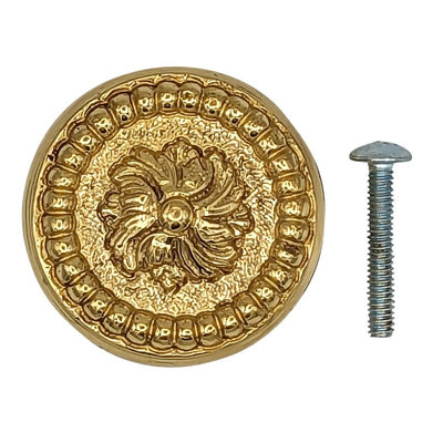 Antique Hardware 1 3/5 Inch Beaded Floral Cabinet Knob (Several Finishes Available) CABINET KNOB