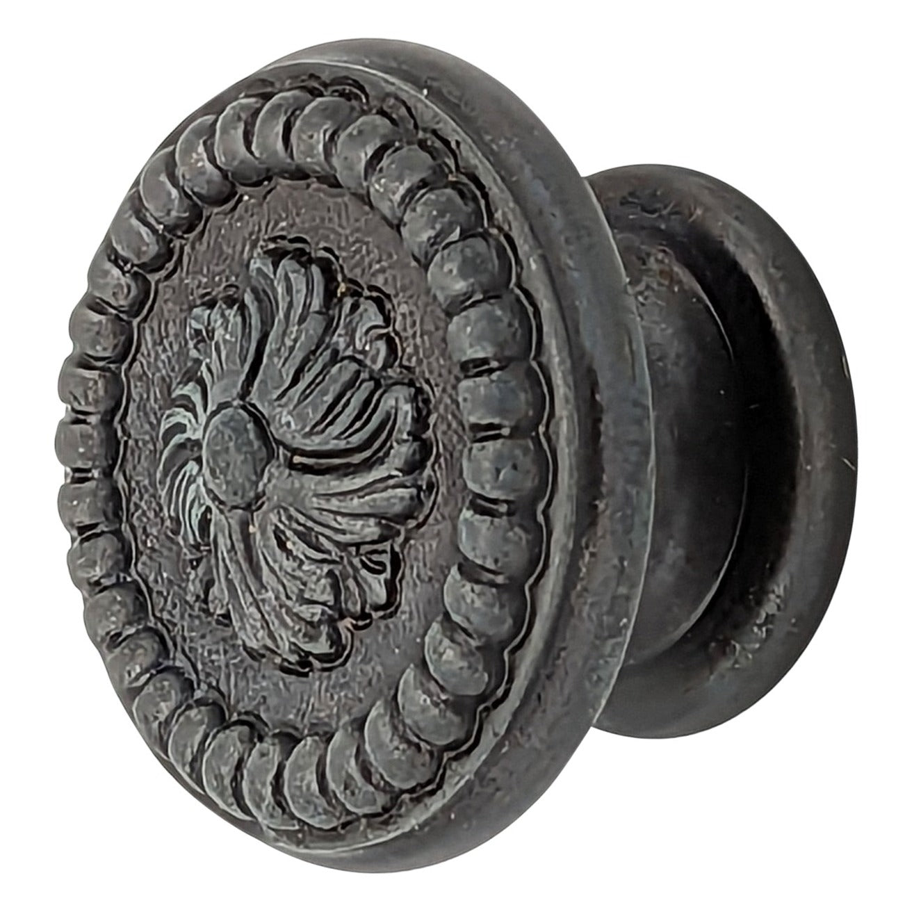 Antique Hardware 1 3/5 Inch Beaded Floral Cabinet Knob (Several Finishes Available) CABINET KNOB