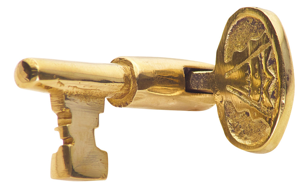 Antique Hardware 2 1/8 Inch Solid Brass Pull Pivoting Skeleton Key SKELETON-KEY