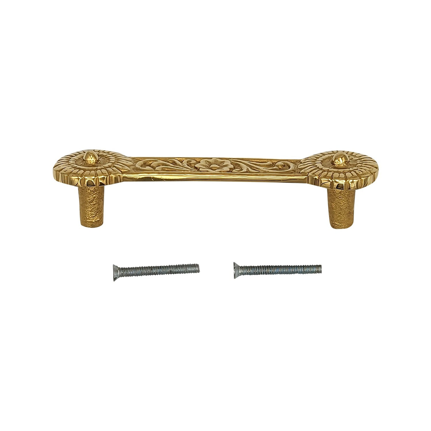 ##Antique Hardware## 4 1/4 Inch Overall (3 3/8 Inch c-c) Solid Brass Unique Circle Pull Handle