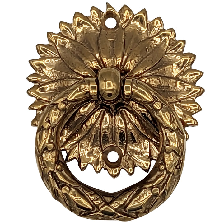 ##Antique Hardware## 2 Inch Solid Brass Radiant Leaves Ring Pull (Several Finishes Available)