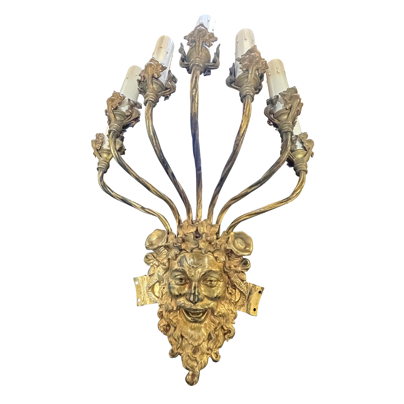 Antique Hardware 24 Inch Tall 7-Light Brass Face Heavy Sconce 