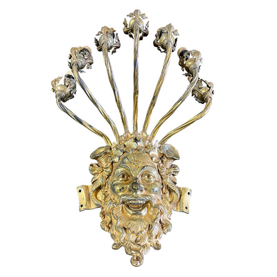Antique Hardware 24 Inch Tall 7-Light Brass Face Heavy Sconce 