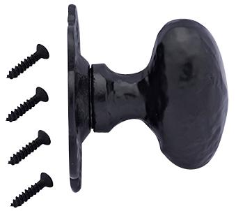 Antique Hardware 2 5/8 Solid Iron Oval Cabinet & Furniture Knob With Hammered Backplate CABINET KNOB