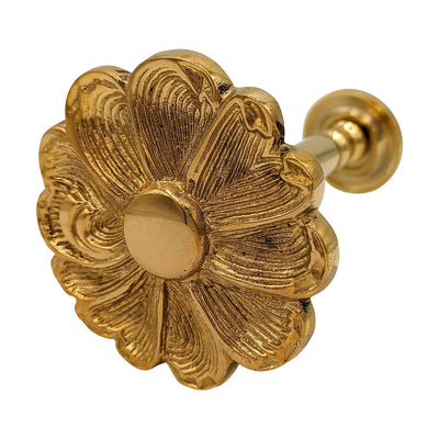 Antique Hardware 3 Inch Solid Brass Floral Curtain Tie Back (Polished Brass Finish) Curtain Holdbacks & Tassels