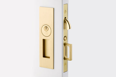 ##Antique Hardware## Emtek Narrow Modern Rectangular Brass Mortise Pocket Door (Several Finishes Available)
