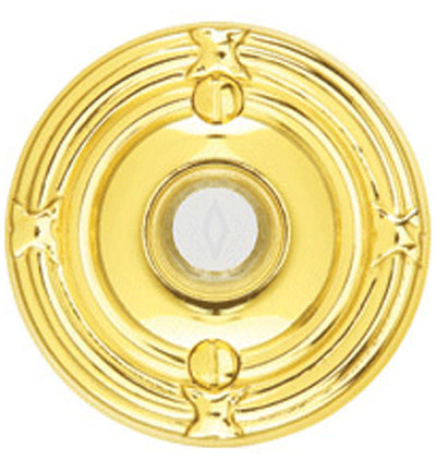 Antique Hardware 2 3/4 Inch Solid Brass Doorbell Button with Ribbon & Reed Rosette Door Bells & Chimes