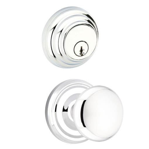 ##Antique Hardware## Emtek Regular Low Profile Entryway Set with Providence Round Brass Knob (Several Finishes Available)