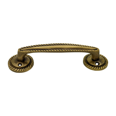 ##Antique Hardware## 7 Inch Overall (5.00 c-c) Georgian Rope Style Solid Brass Pull (Several Finishes Available)