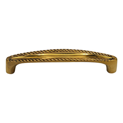 Antique Hardware 4 Inch Overall (3 3/4 Inch c-c) Solid Brass Georgian Roped Style Pull CABINET PULL