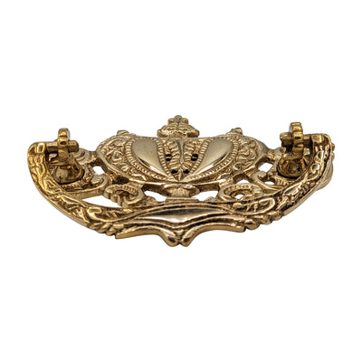 Antique Hardware 4 1/4 Inch ( 3 Inch C-C) Solid Brass Rococo Lamp Bail Pull BAIL PULL