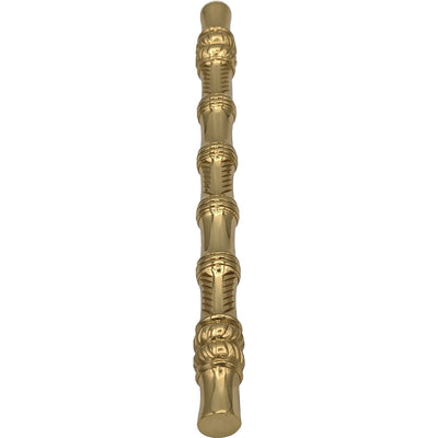 Antique Hardware 6 Inch Overall (4 1/2 Inch c-c) Japanese Bamboo Pull (Polished Brass Finish) CABINET PULL