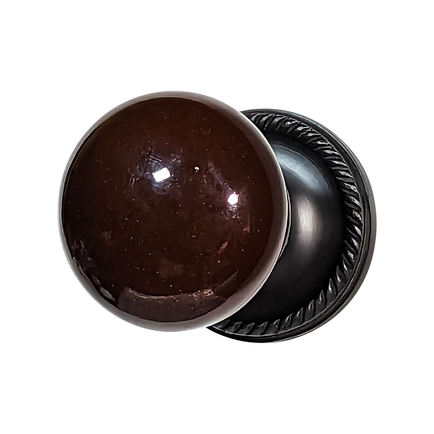 Antique Hardware Brown Porcelain Door Knob with Georgian Roped Rosette (Several Finishes Available) ANTIQUE DOOR KNOBS