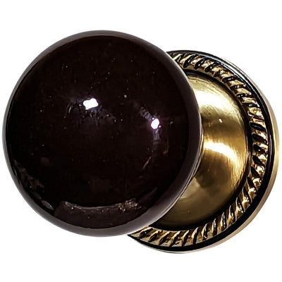 Antique Hardware Brown Porcelain Door Knob with Georgian Roped Rosette (Several Finishes Available) ANTIQUE DOOR KNOBS
