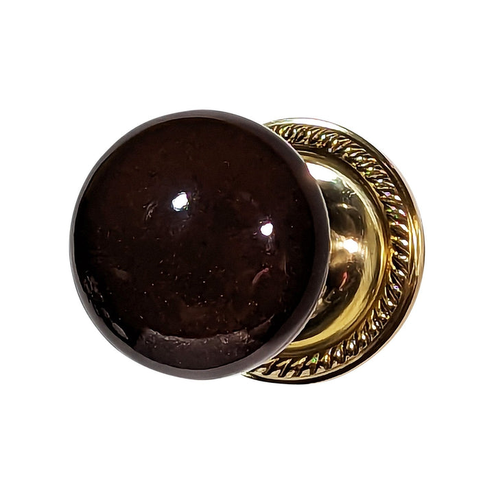 Antique Hardware Brown Porcelain Door Knob with Georgian Roped Rosette (Several Finishes Available) ANTIQUE DOOR KNOBS